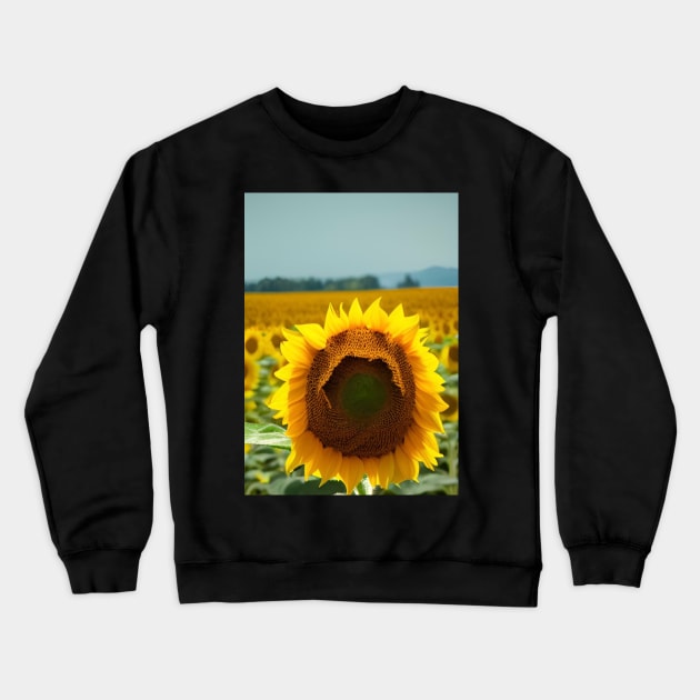 SIMPLE SUNFLOWER WITH PALE BLUE SKY Crewneck Sweatshirt by sailorsam1805